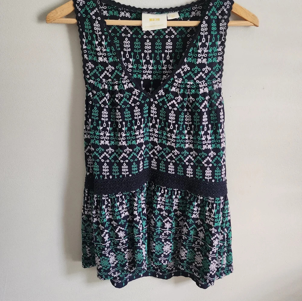 Maeve Cammie embroidered peplum tank‎